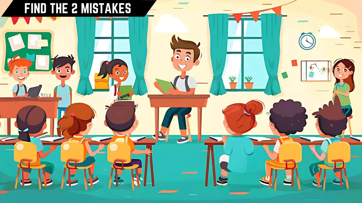 Picture Puzzle IQ Test: Only Genius Can Spot the 2 Mistakes in this Classroom Image in 10 Secs