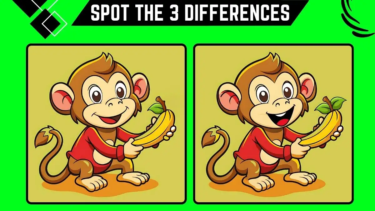 Spot the 3 Differences: Only Genius with Sharp Eyes Can Spot the 3 Differences in this Monkey Image in 10 Secs | Picture Puzzle Game