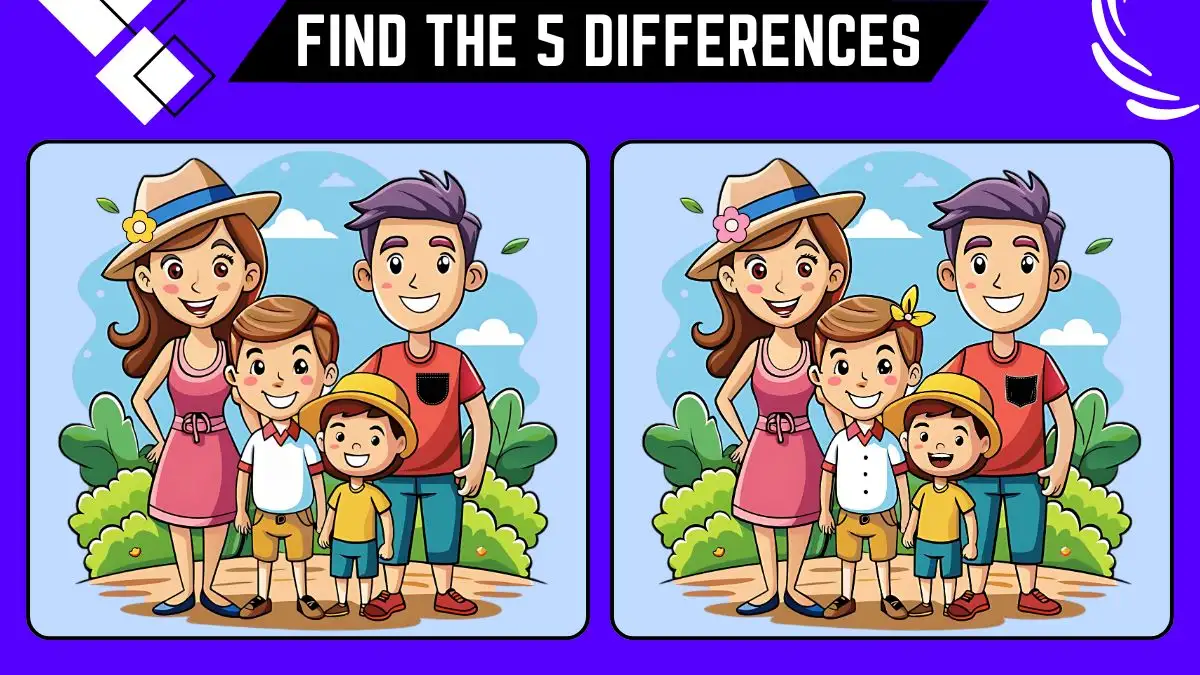 Spot the Difference Game: ​Only Genius with Sharp Eyes Can Spot the 5 Differences in this Family Image in 12 Secs