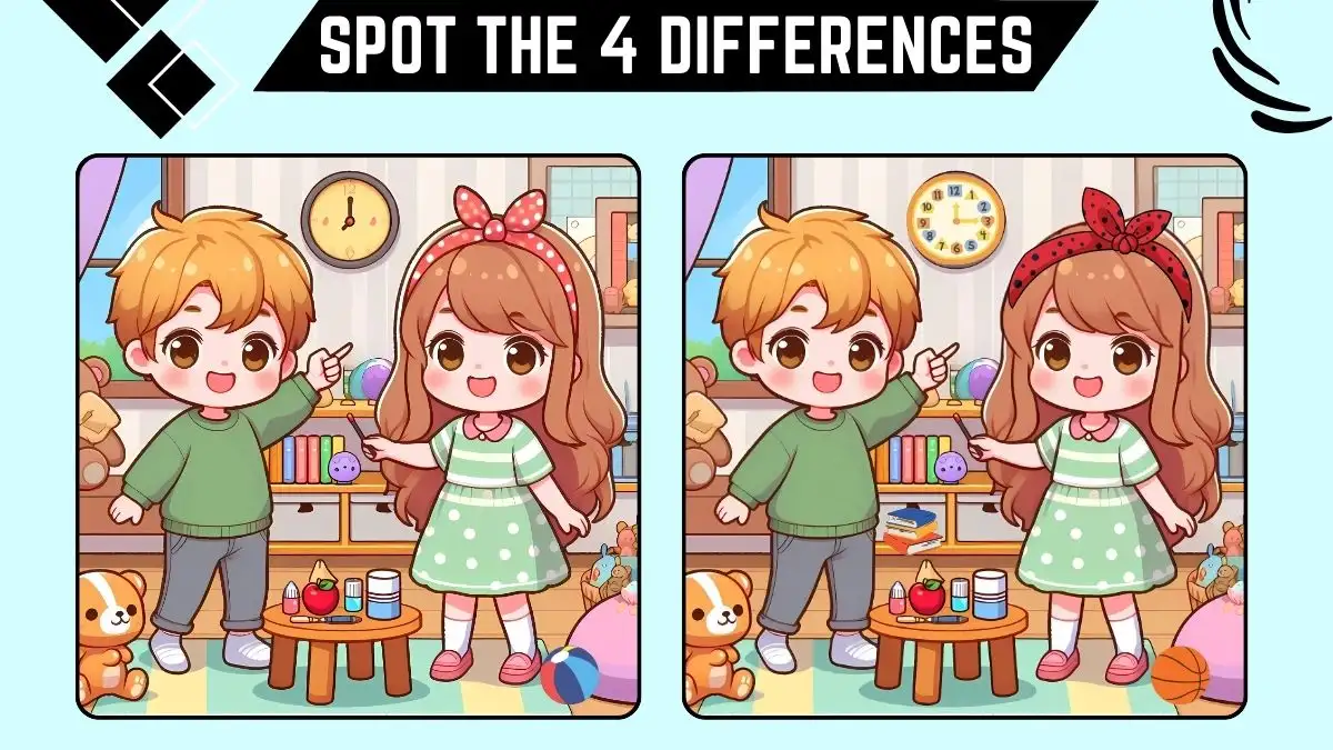 Spot the Differences Game: Only People with excellent vision can Spot the 4 Differences in this Brother and Sister Image in 14 Secs