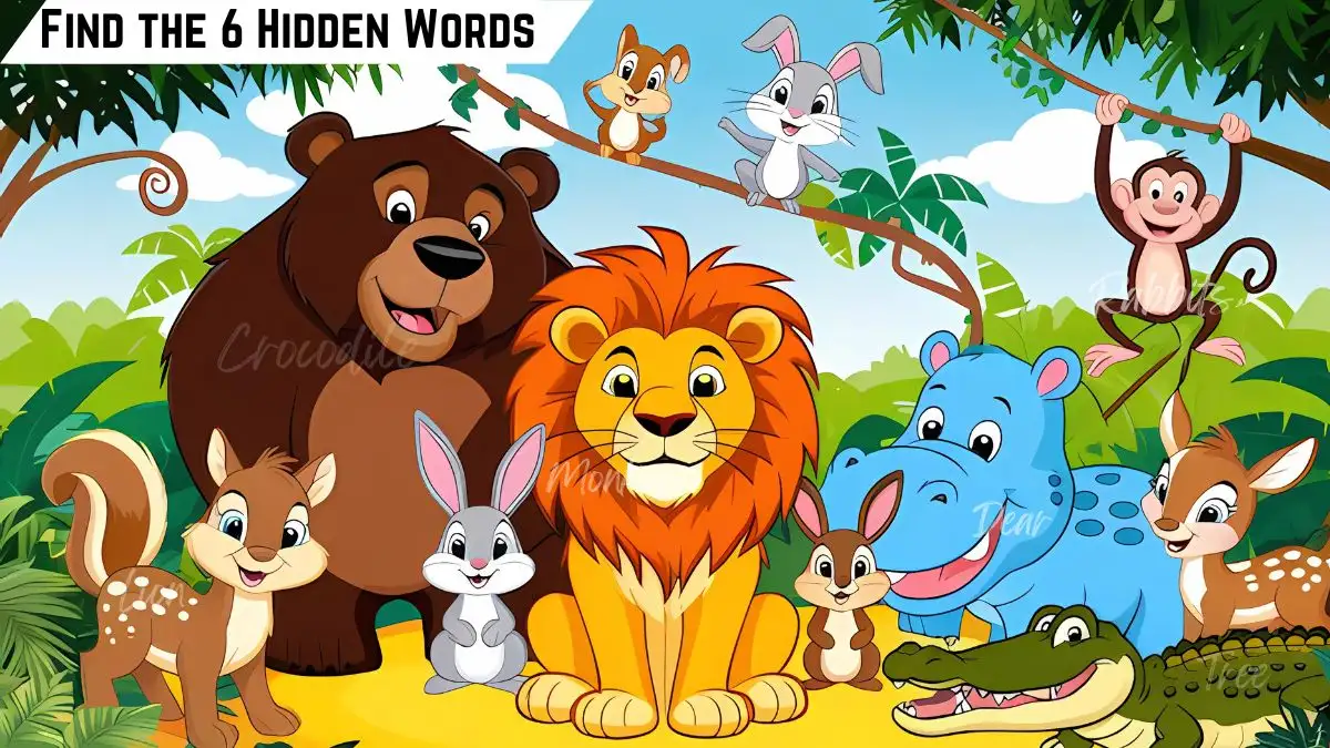 Picture Puzzle IQ Test: Only 1 out of 9 can spot the 6 Hidden Words in this Animals Image in 14 Secs