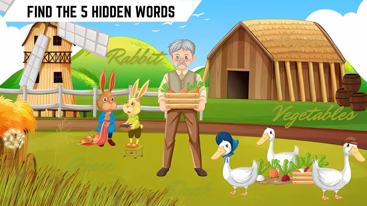 Puzzle IQ Test: Only 8 Out of 10 Can Spot the 5 Hidden Words in this Farm Image in 10 Secs