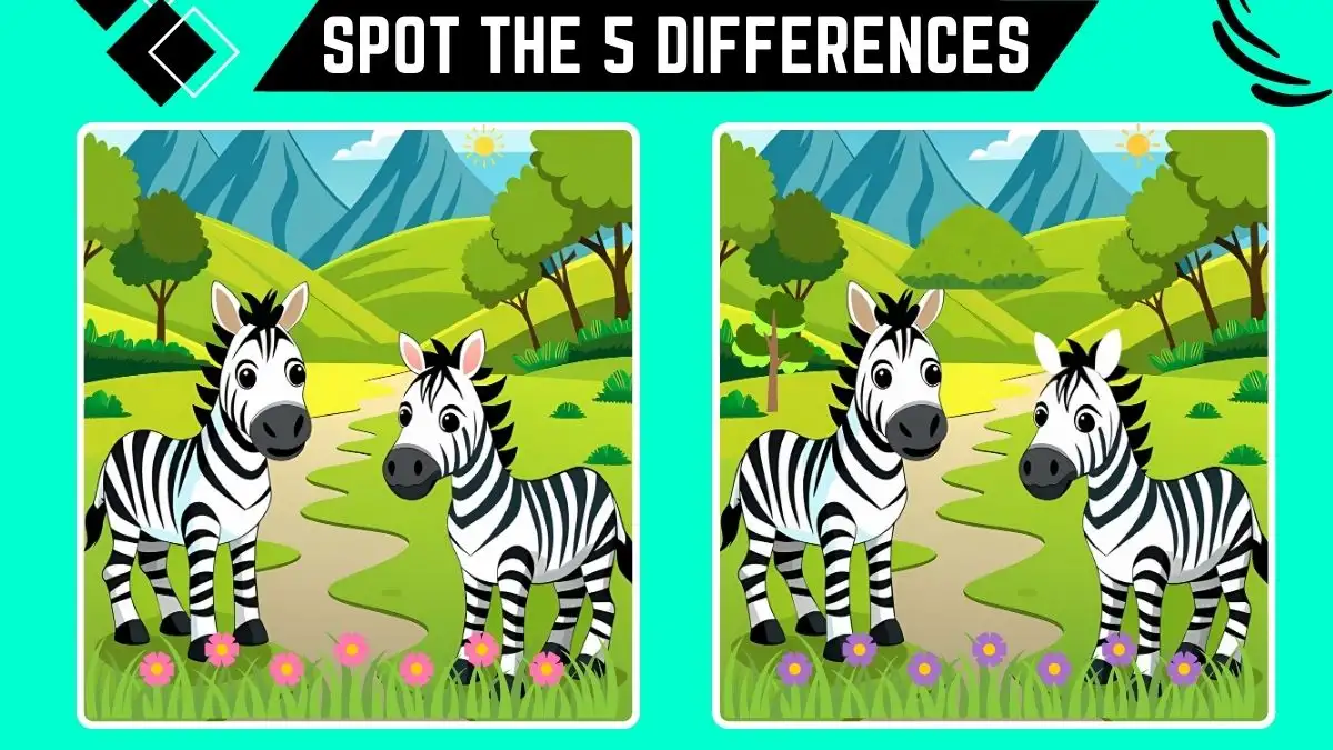 Spot the Difference Game: Only Genius with Eagle Eyes Can Spot the 5 Differences in this Zebra Image in 14 Secs