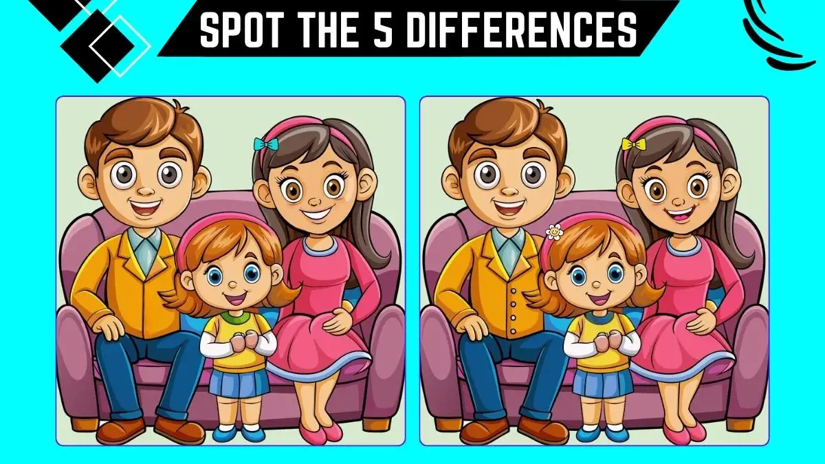 Spot the Difference Game: Only Genius with Sharp Eyes Can Spot the 5 Differences in this Family Image in 12 Secs