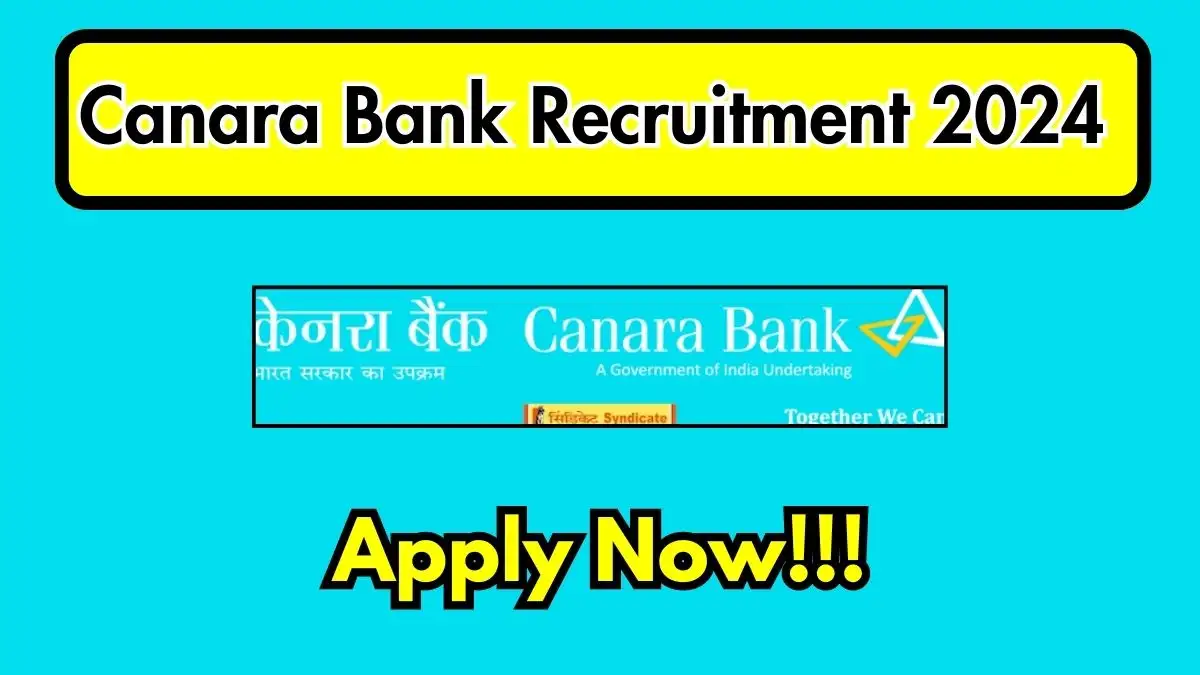 Canara Bank Jobs 2024 Notification Out, Apply online at canarabank.com