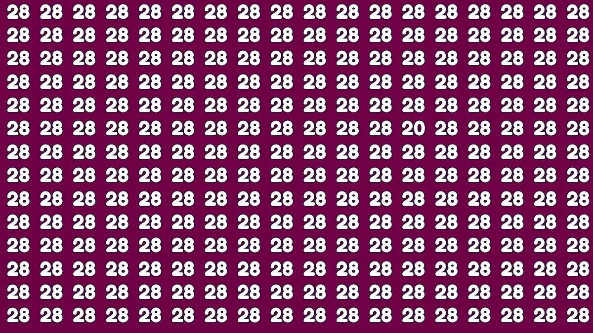 Visual Test: Only keen Eyes Can Spot the Number 20 among 28 in 7 Secs