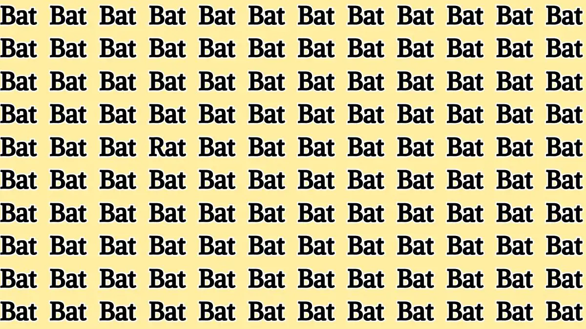 Optical Illusion Visual Test: If you have hawk Eyes spot the Word Rat among Bat in 8 Secs