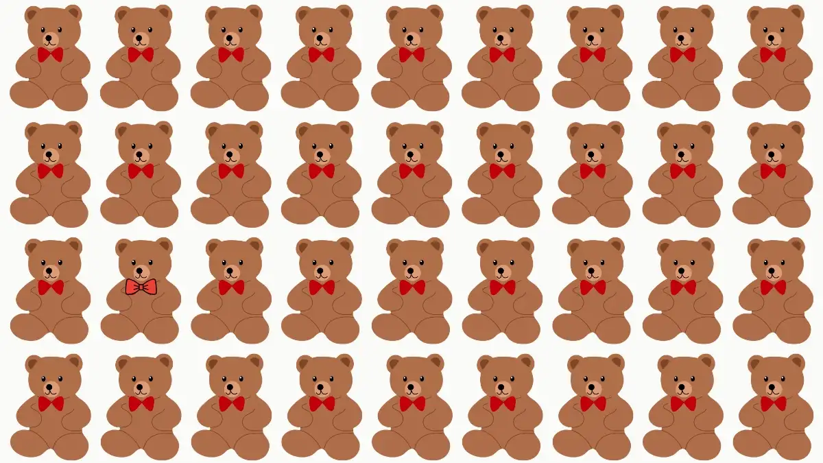 Odd One Out Puzzle: Only eagle Eyes Can Spot the Odd Teddy Bear in 5 Secs Odd One Out Puzzle: Only eagle Eyes Can Spot the Odd Teddy Bear in 5 Secs